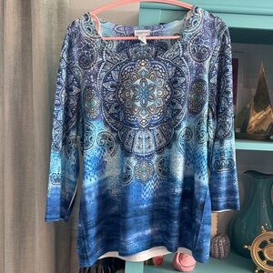 Chicos ZENERGY Elegant Blue Top Chicos Size 2